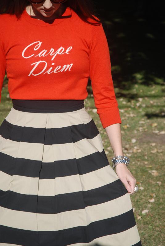 Seize the Day, Vintage Dresses, Full Skirt, 50s style, Vintage, Orange, Fall Fashion, Fall outfits, Lookbook, Logo Sweaters, Stripes