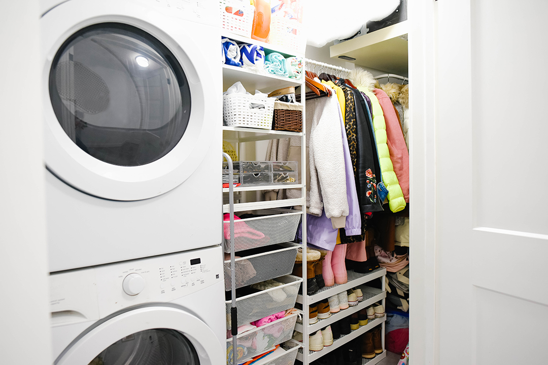 Laundry room stackable storage